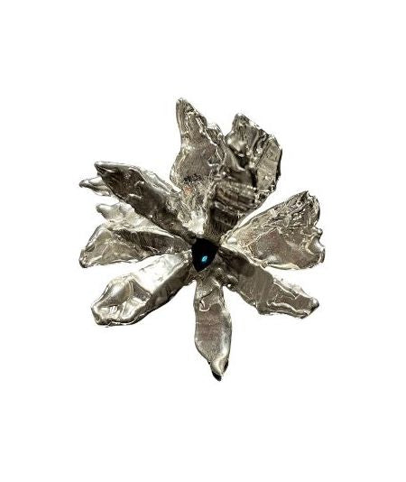 Abstract Nymphea in Silver with Indygo Tourmaline
