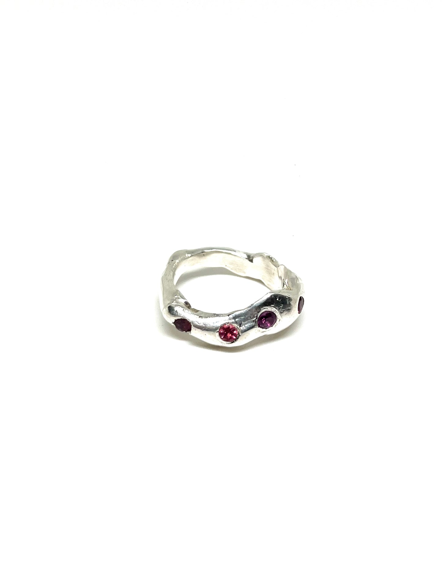 Abstract Ring with pink tourmalines