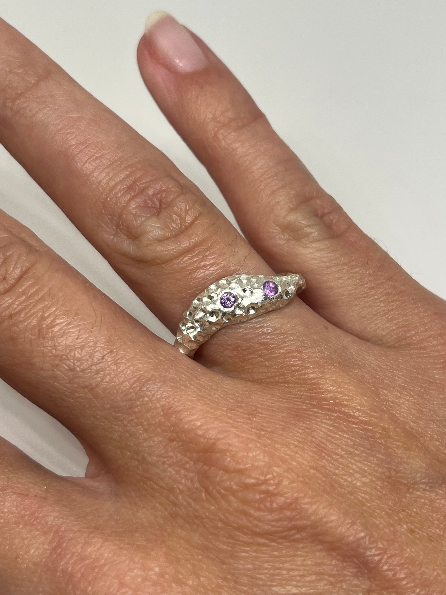 Silver Ring with amethysts