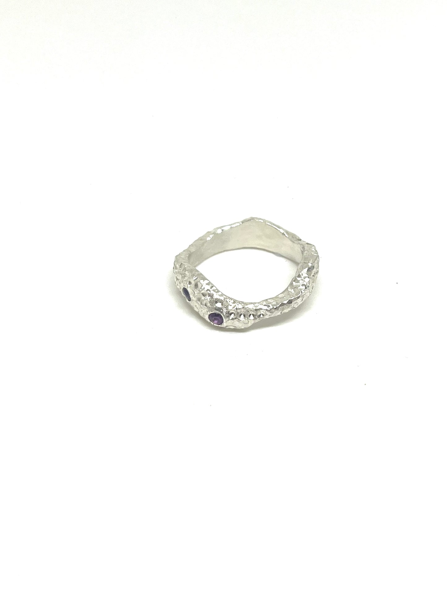 Silver Ring with amethysts